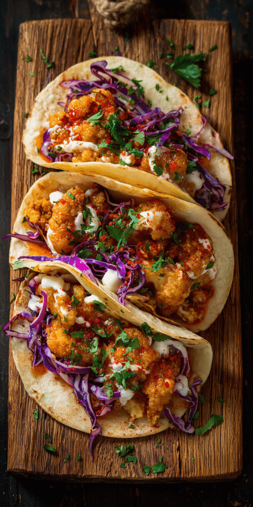 Blumenkohl 'Wings' Buffalo Style Tacos