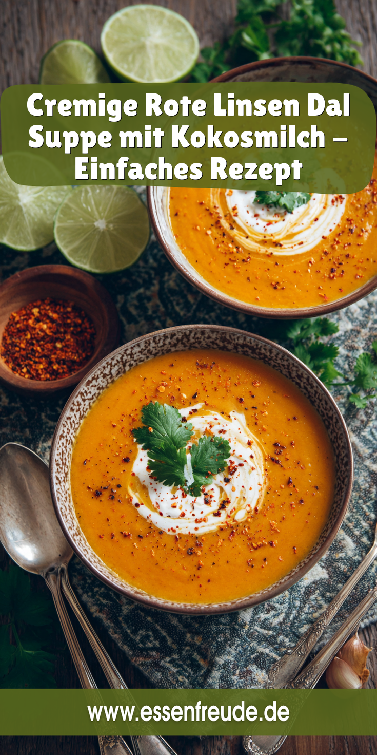 Cremige Rote Linsen Dal Suppe mit Kokosmilch - Einfach & Köstlich!