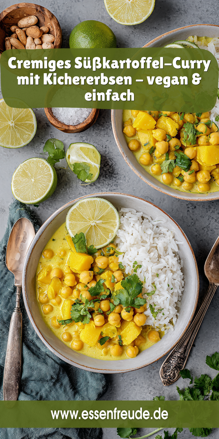 Cremiges Süßkartoffel-Curry mit Kichererbsen - Einfach & vegan!