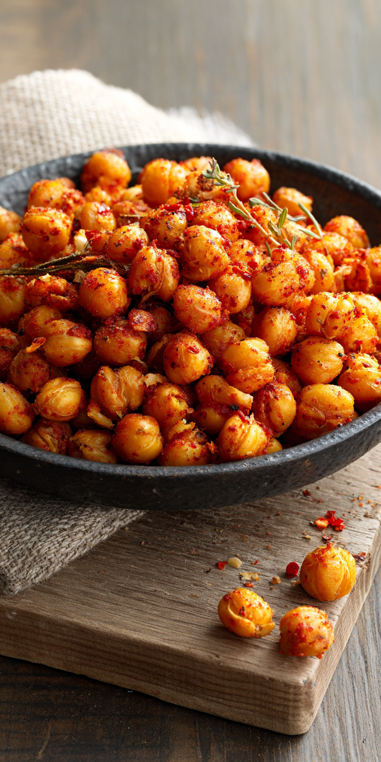 Knusprige geröstete Kichererbsen mit Paprikagewürz - Perfekter Snack!