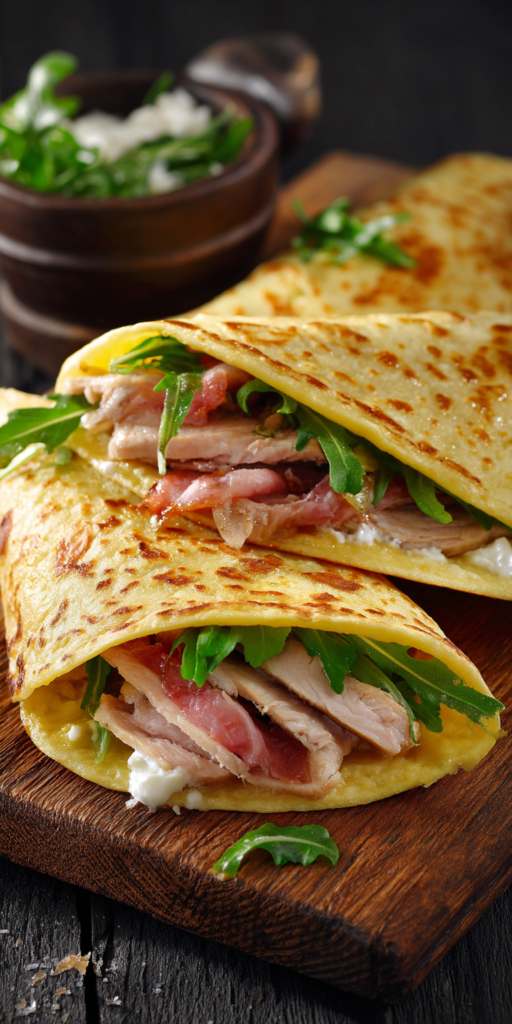 Pfannkuchen-Tacos mit Speck & Rührei