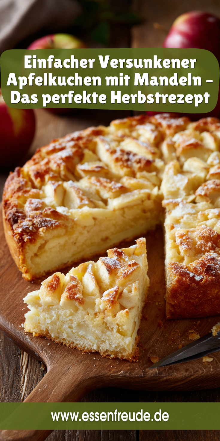 Versunkener Apfelkuchen mit Mandeln – Einfach unwiderstehlich!