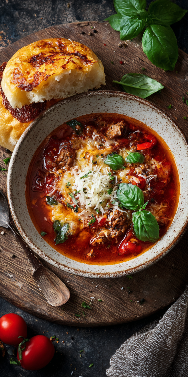 Überbackene Pizzasuppe mit Hackfleisch & Käse | Party Hit 2026