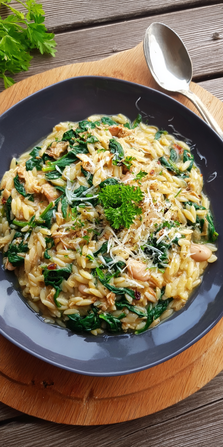 Cremiger Orzo-Eintopf mit Spinat & Parmesan | Vegetarisch 2026