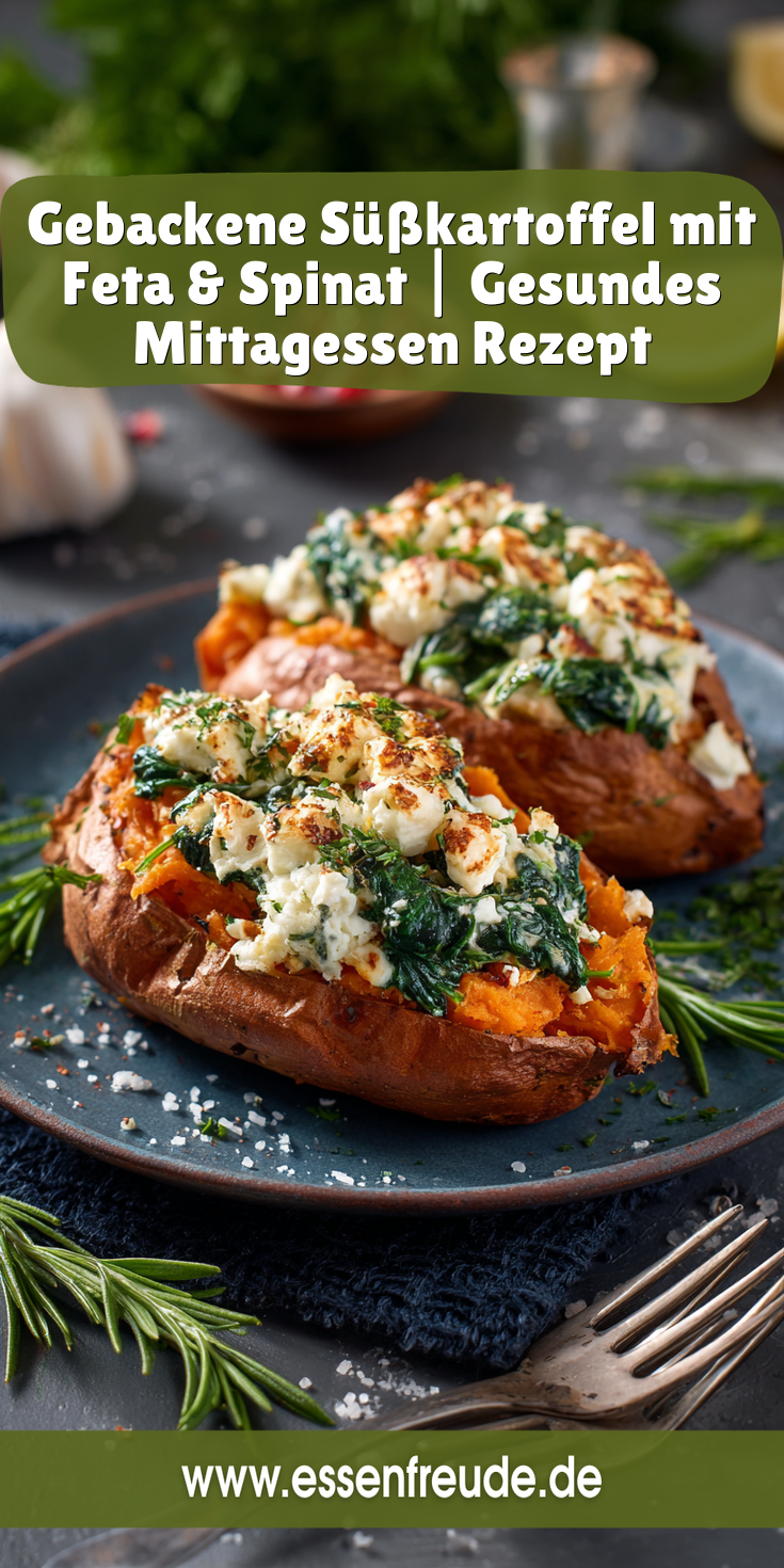 Gebackene Süßkartoffel gefüllt mit Feta & Spinat | Gesundes Mittagessen 2026
