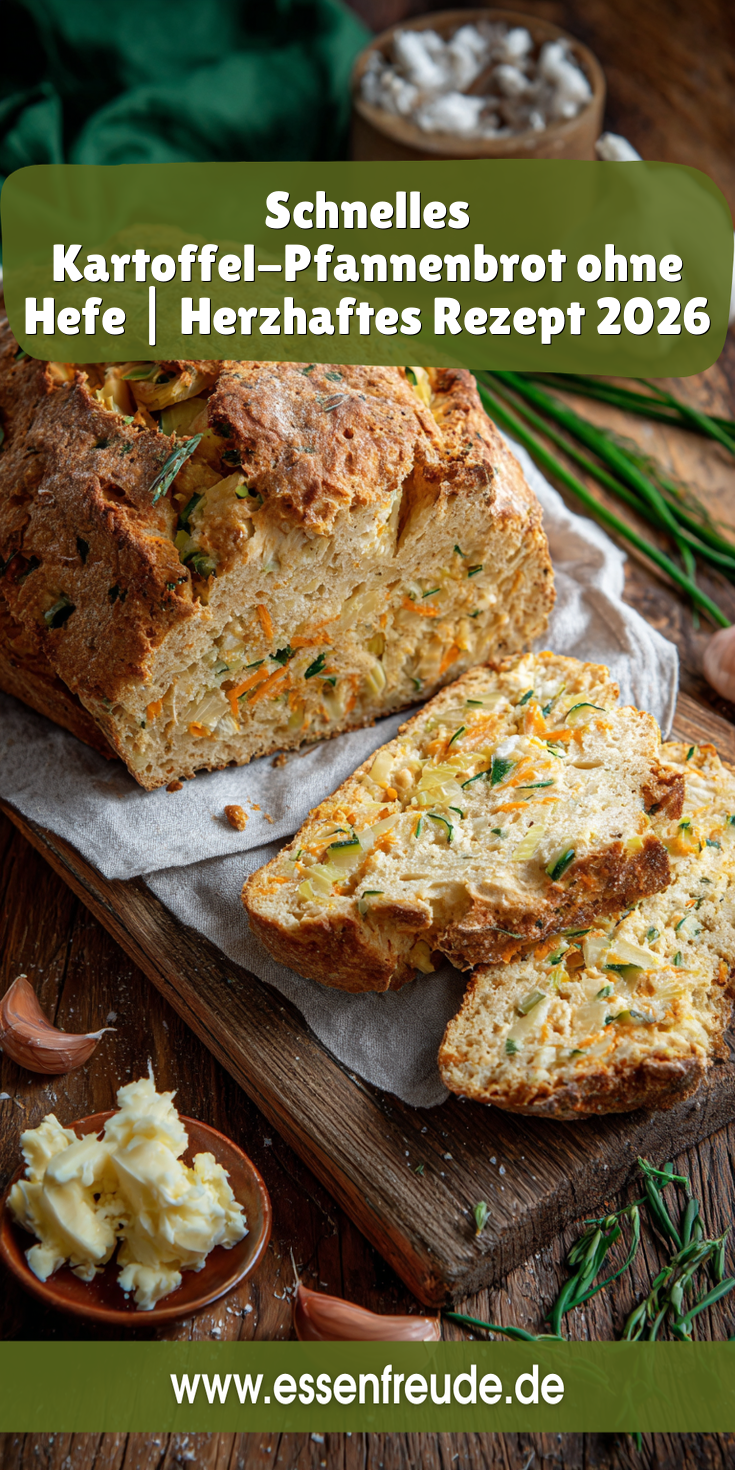 Herzhaftes Kartoffel-Pfannenbrot (Ohne Hefe) | Schnelles Backen 2026