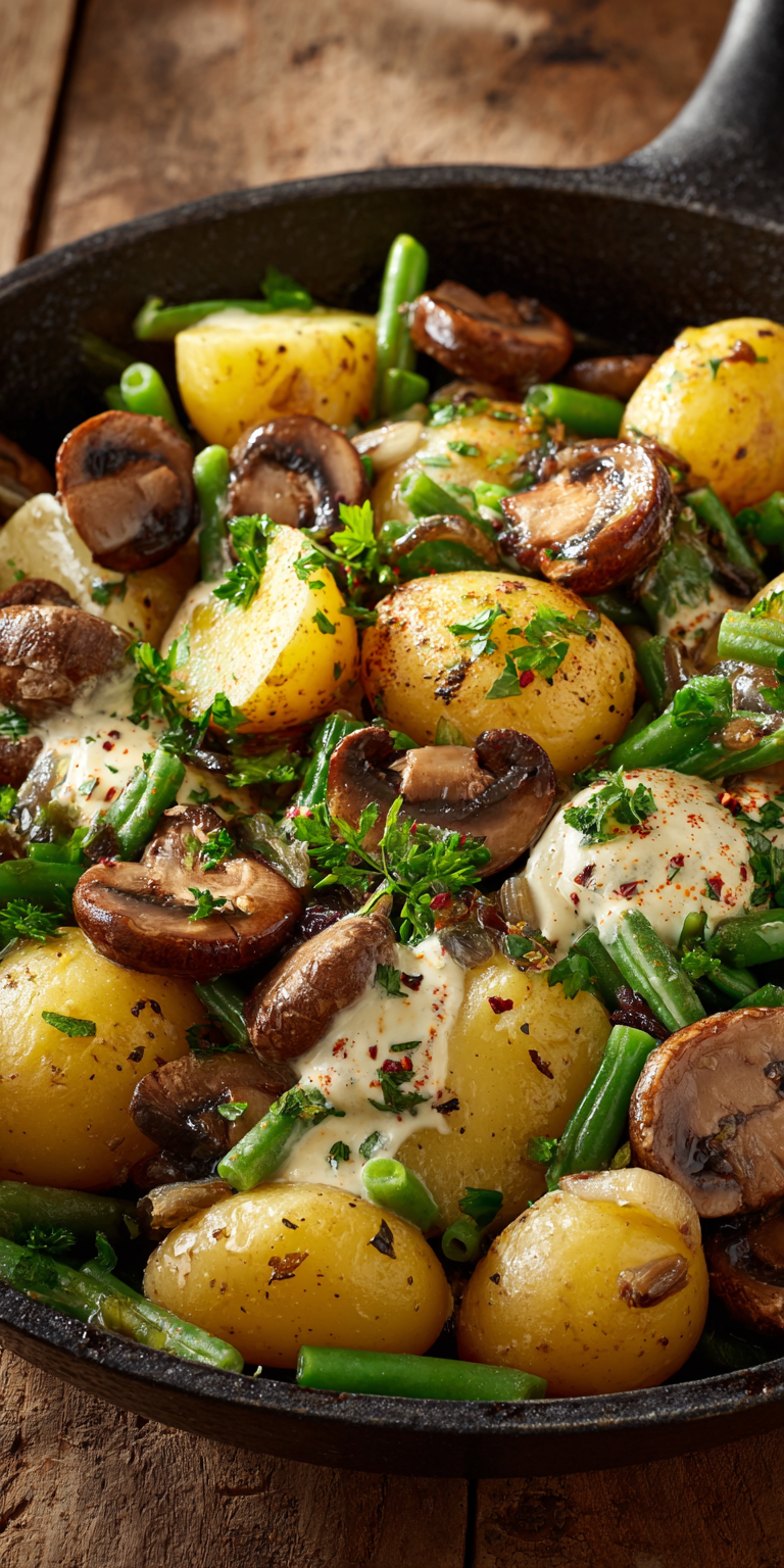 Kartoffel-Pilz-Pfanne mit grünen Bohnen | Madame Cuisine Art 2026