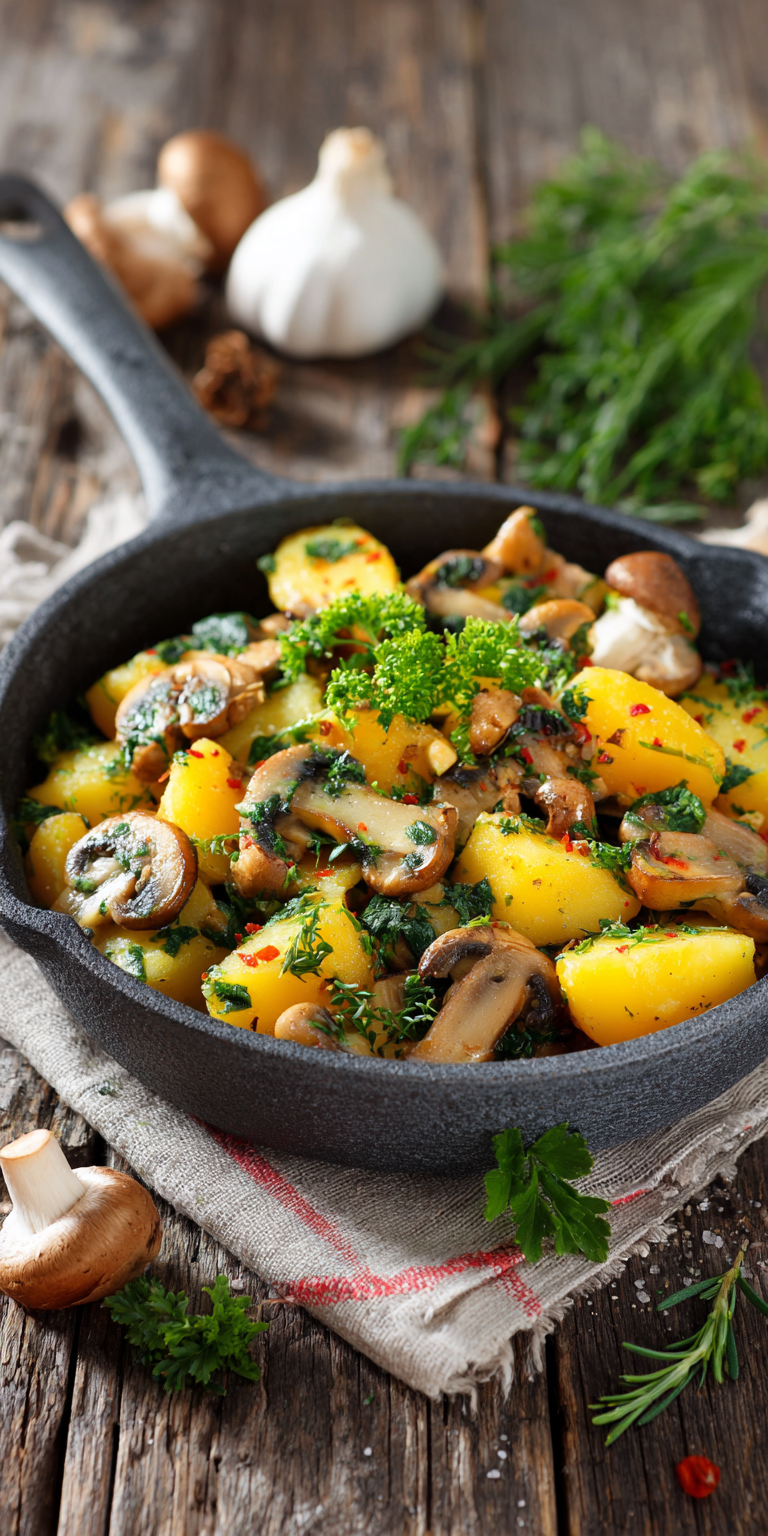 Kartoffel-Pilz-Pfanne mit Kräutern | Vegetarisches Mittagessen 2026