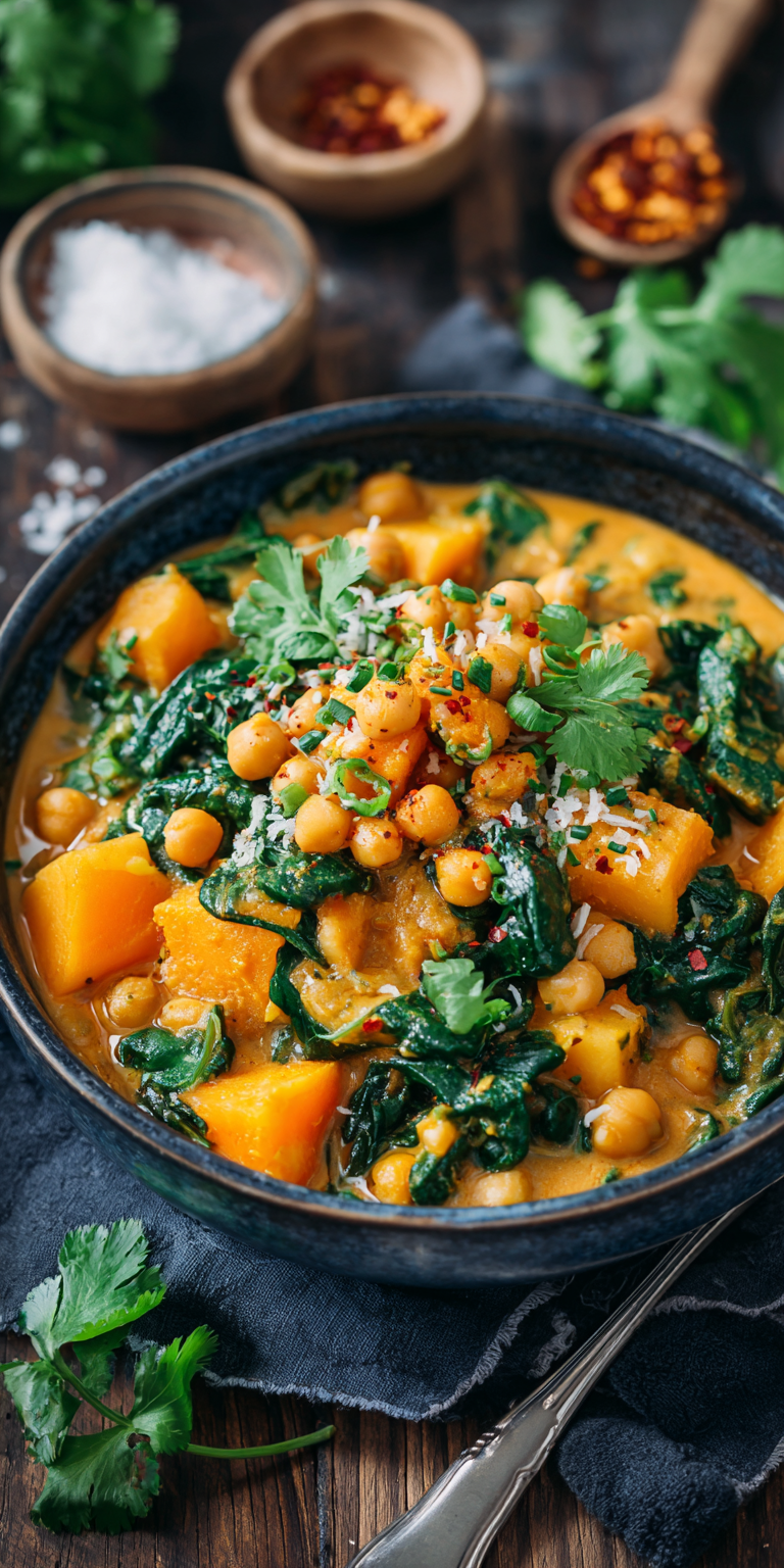Kartoffel-Spinat-Curry mit Kichererbsen | Veganes Hauptgericht 2026