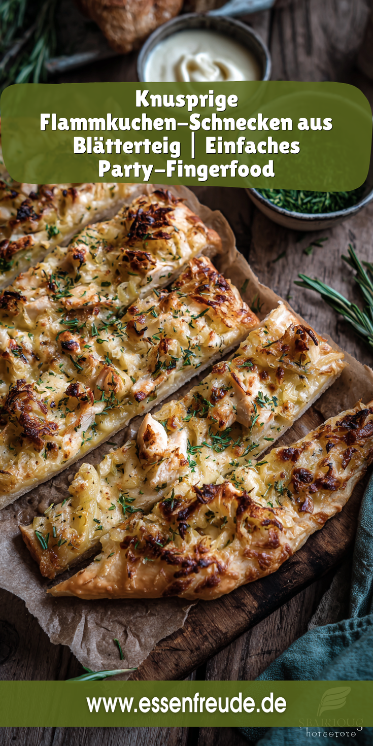 Knusprige Flammkuchen-Schnecken aus Blätterteig | Party Buffet 2026