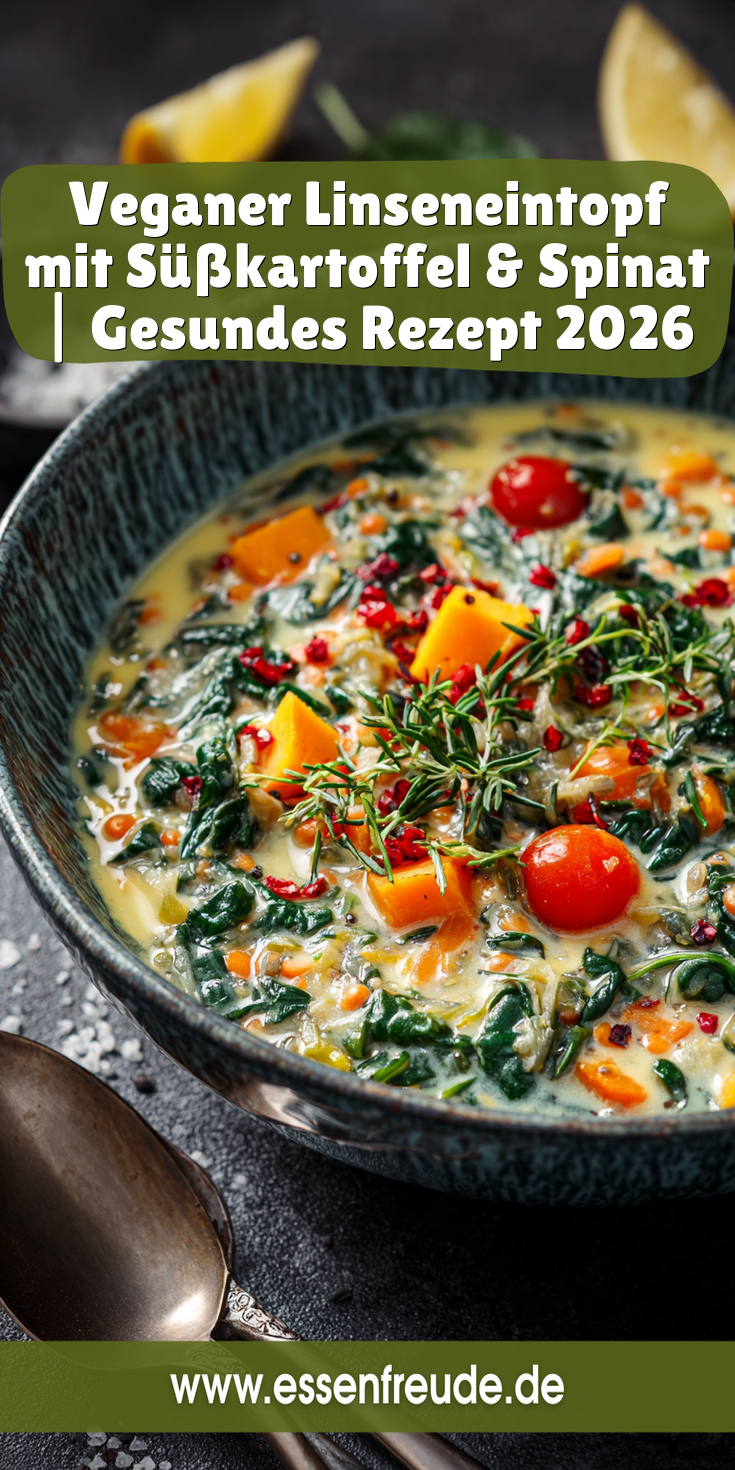 Linseneintopf mit Süßkartoffeln & Spinat | Vegan & Gesund 2026