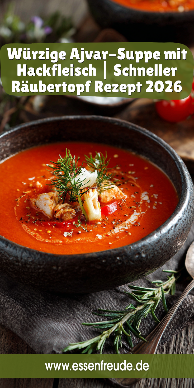 Würzige Ajvar-Suppe mit Hackfleisch (Räubertopf) | Schnelle Küche 2026